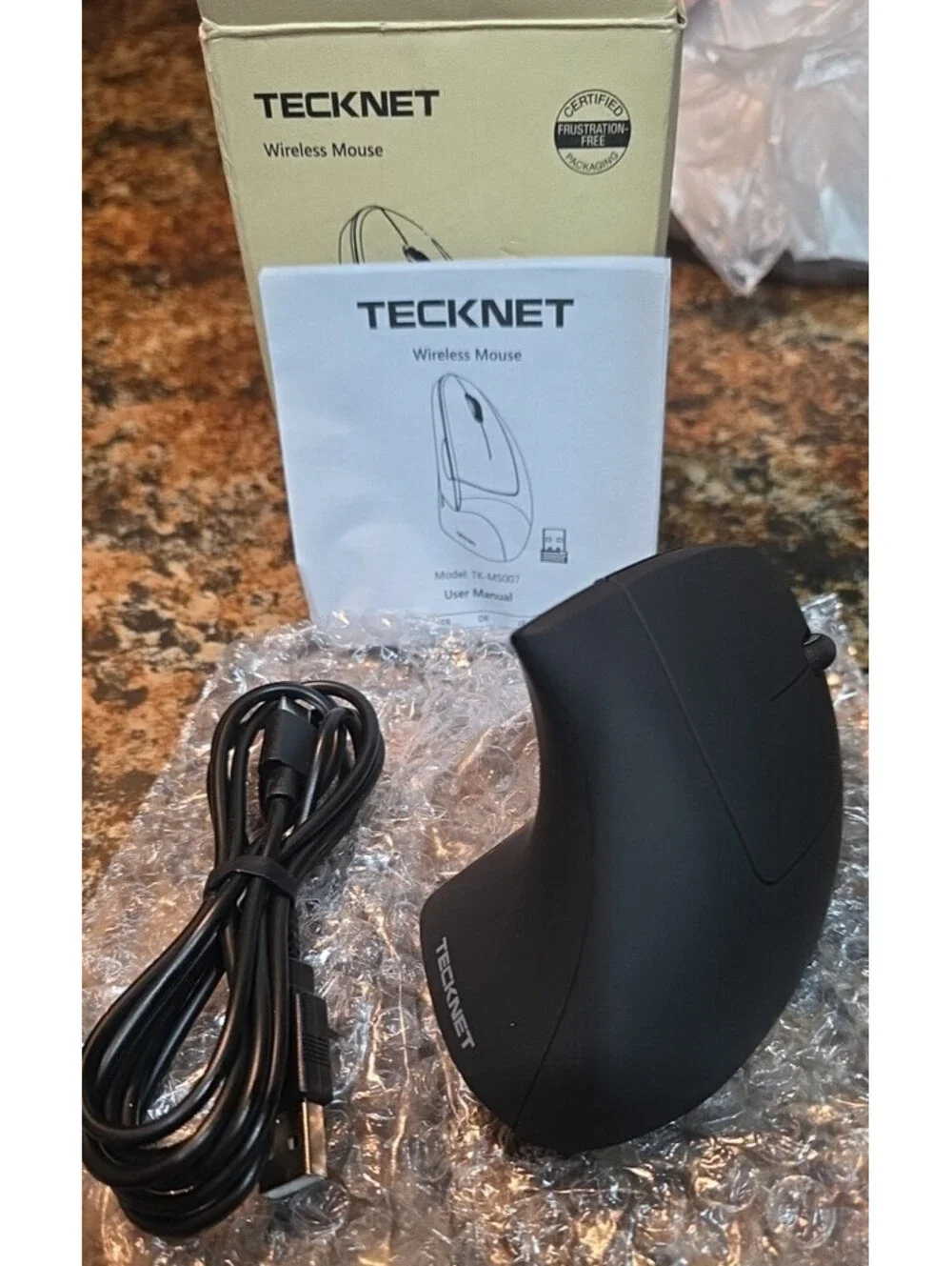 TECKNET TK-MS007 Ergonomic Wireless Cordless Mouse - Black